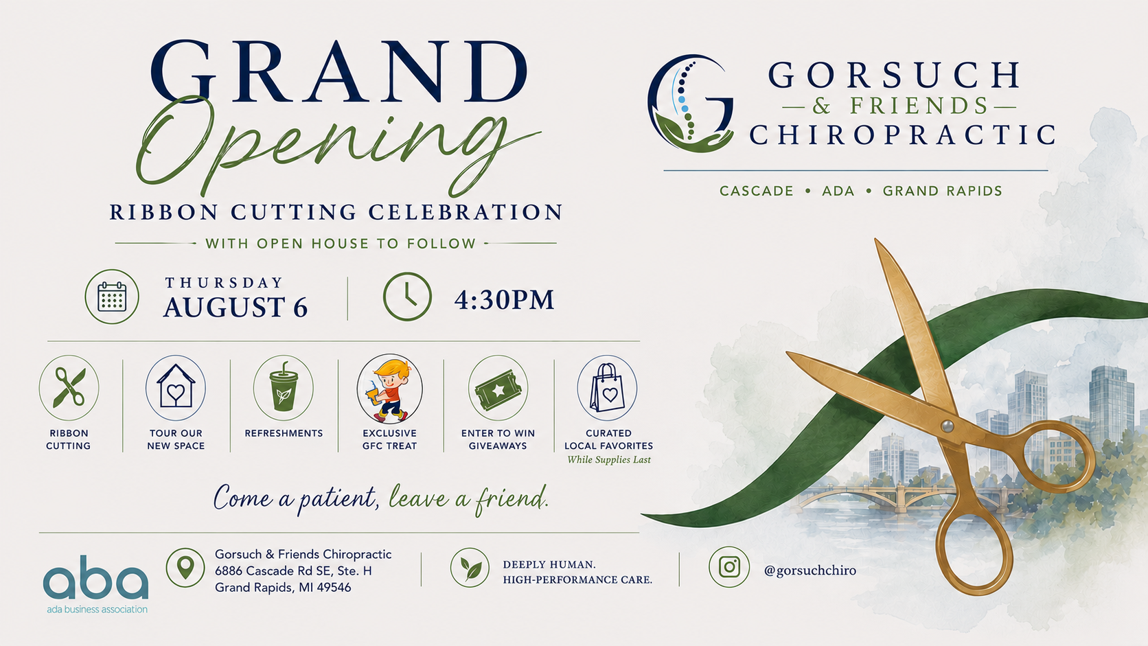Gorsuch & Friends Chiropractic Ribbon Cutting invite