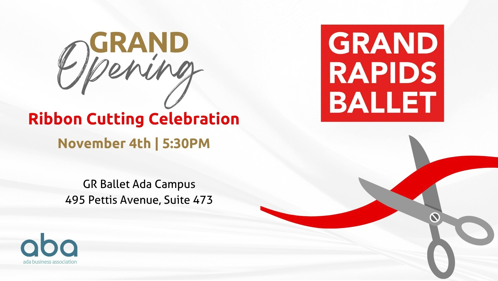 Grand Rapids Ballet - Ada Campus Ribbon Cutting Graphic